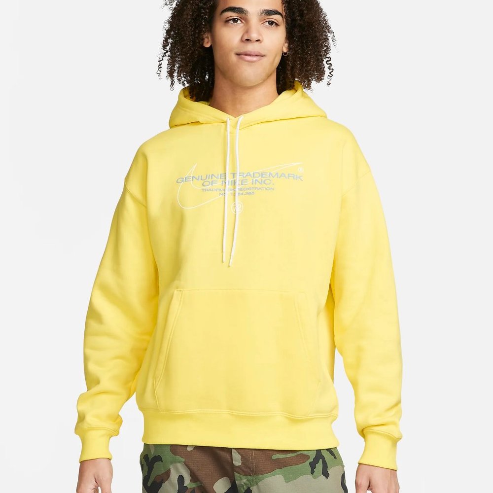 Nike SB Skateboarding Fleece Pullover Skate Loose Fit Hoodie Unisex Adult Yellow